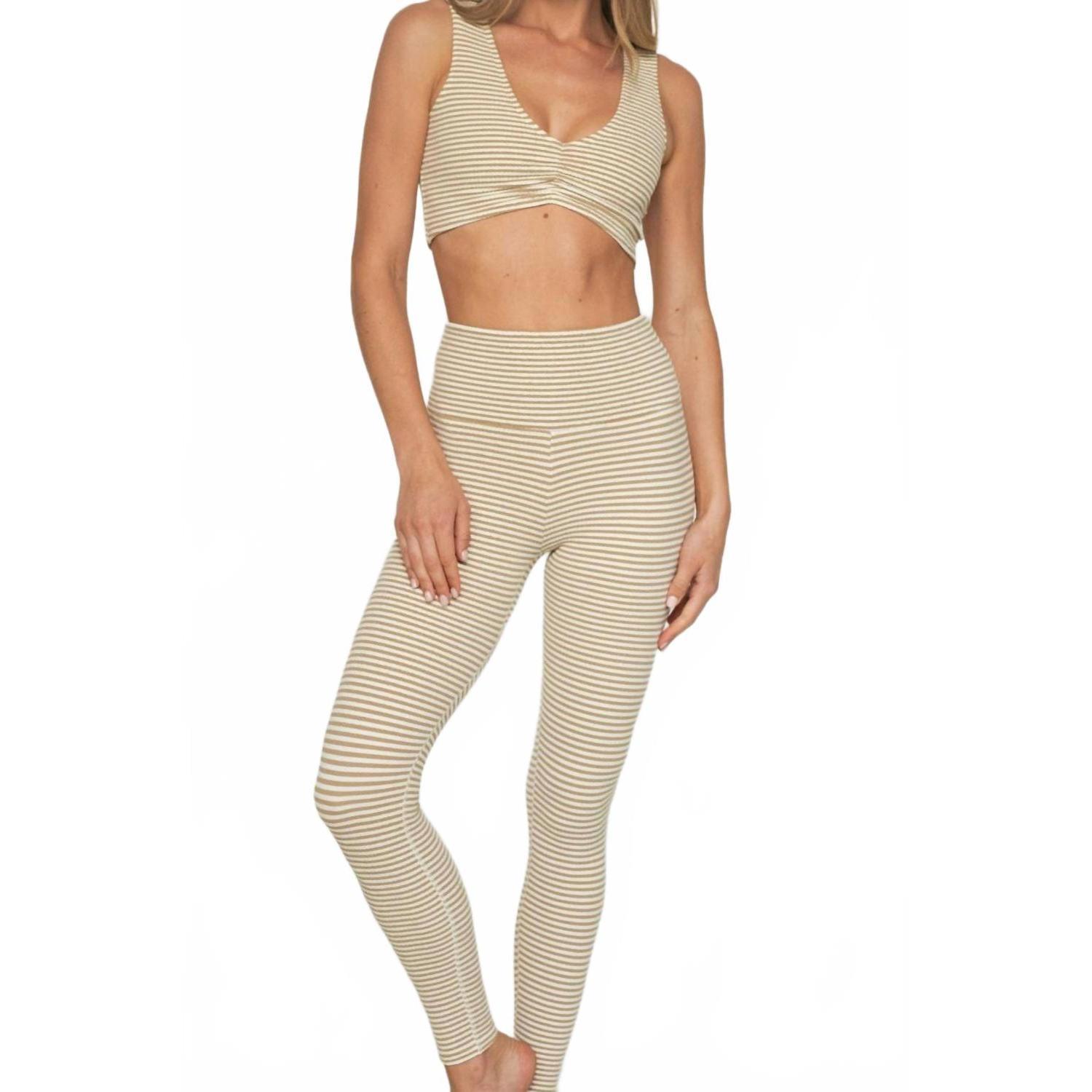 New Montce Wide Band Legging In Neutral Stripe